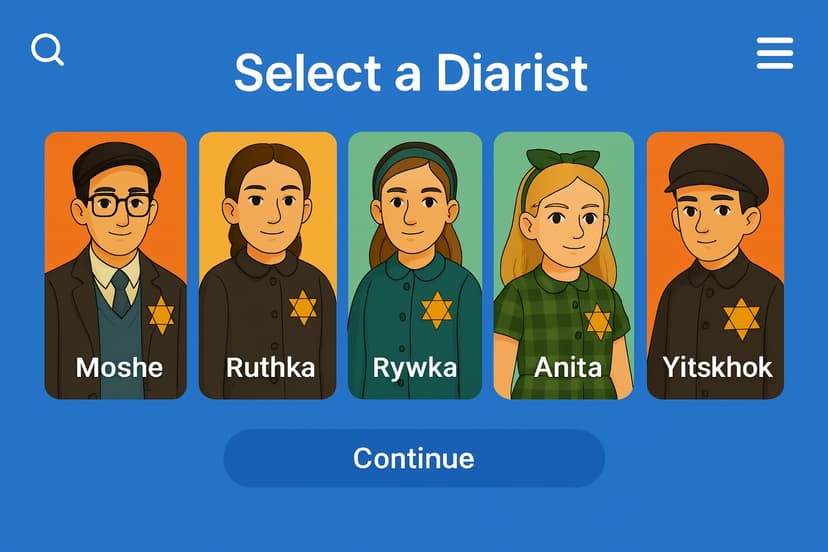 Concept art showing teen diarists in an educational app interface