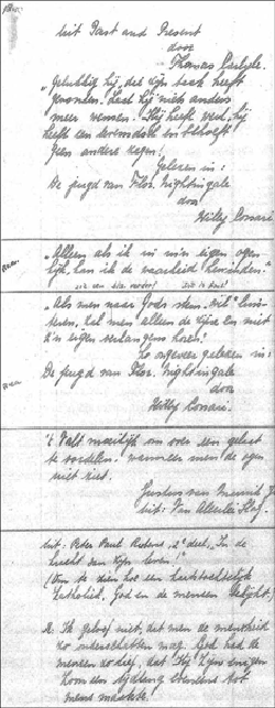A page from Anne Frank's Book of Beautiful Sentences, written between 1943 and 1944