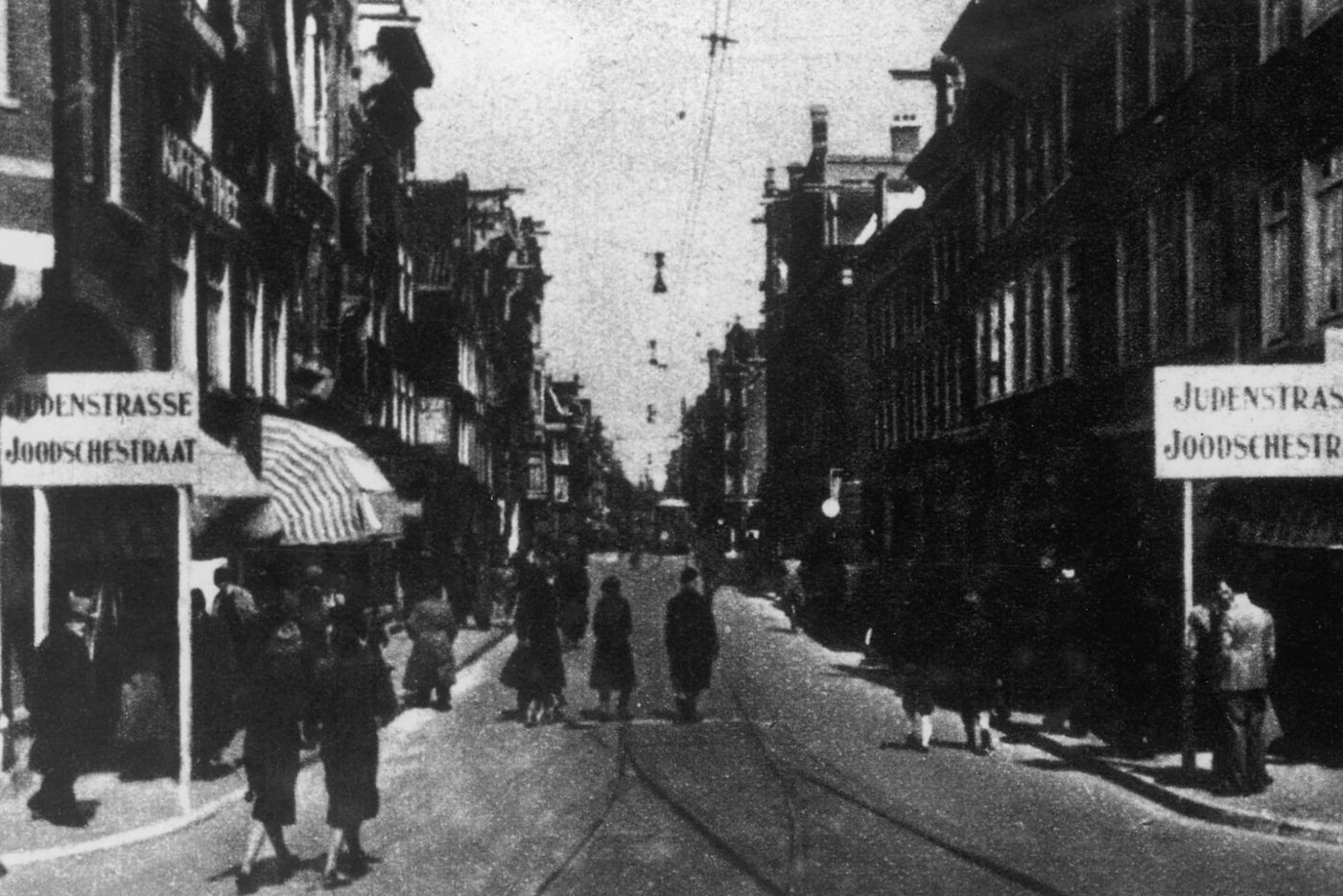 A street in Amsterdam marked as a Jewish street under German occupation