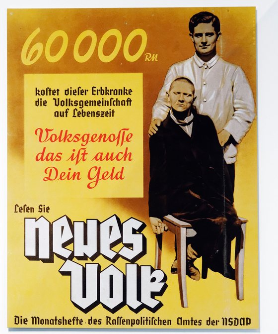 German poster with a large figure 60,000 above text addressing the cost of care