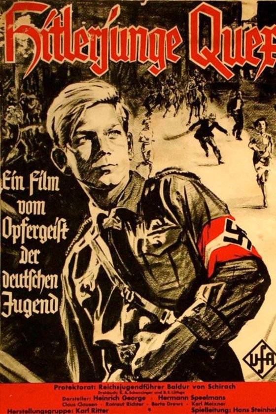 1933 German film poster showing a boy in Hitler Youth uniform beneath red lettering