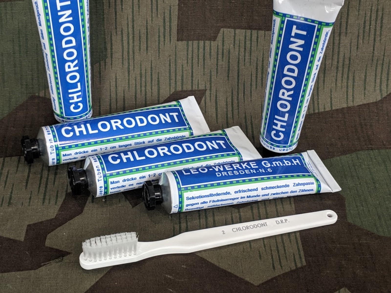 A Chlorodont toothpaste tube - the type used in 1940s Europe