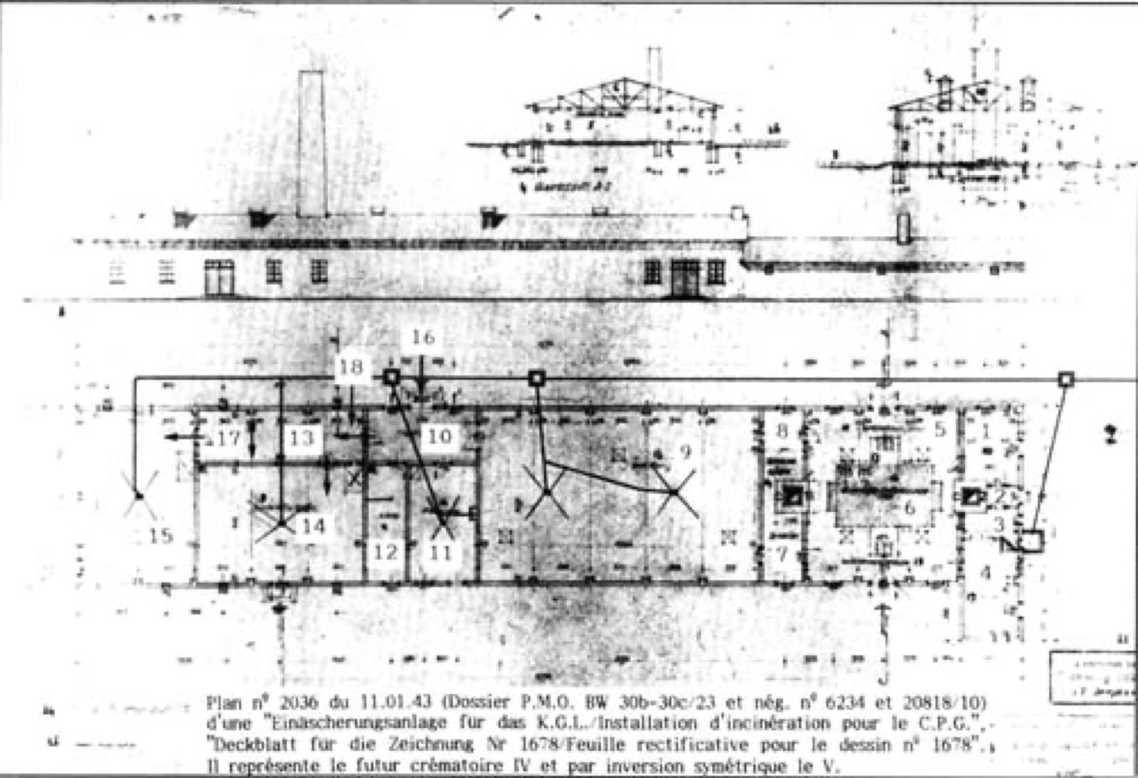 Crematorium IV / V floor plan, Zentralbauleitung der Waffen-SS und Polizei