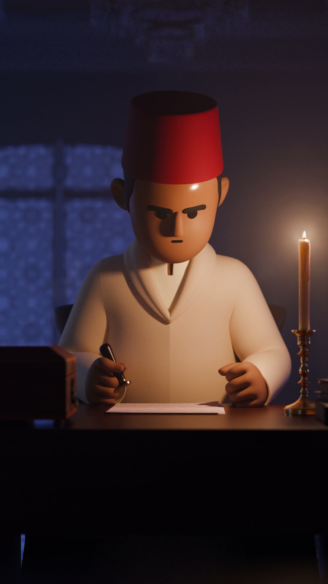 A candle and the Sultan's hand holding the royal seal hovering above red wax — the film's opening shot.