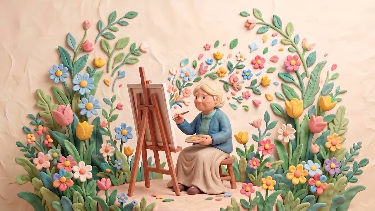 A Holocaust survivor and her granddaughter at an easel, about to begin painting together